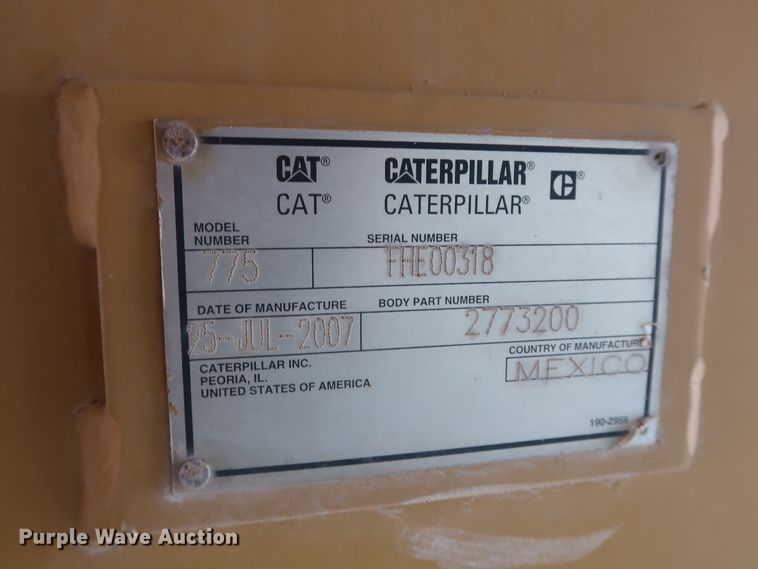 image for item DG7032 2007 Caterpillar 775F haul truck