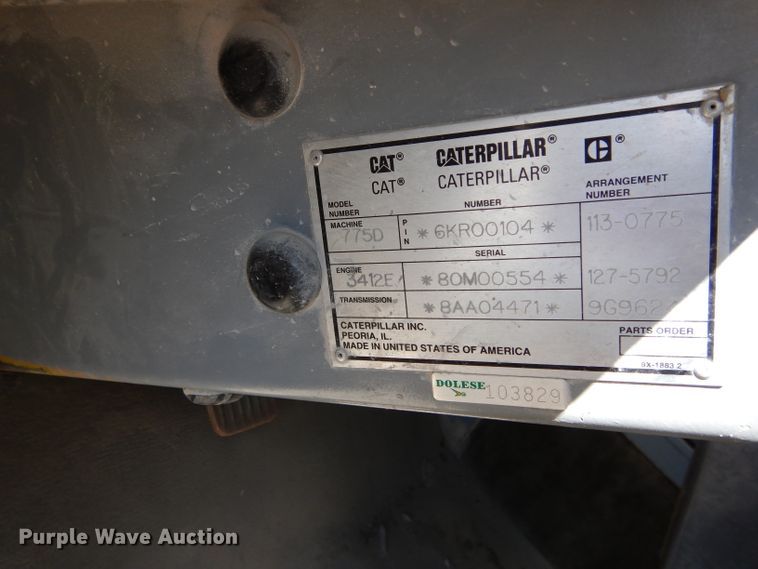 image for item DG7033 1999 Caterpillar 775D haul truck