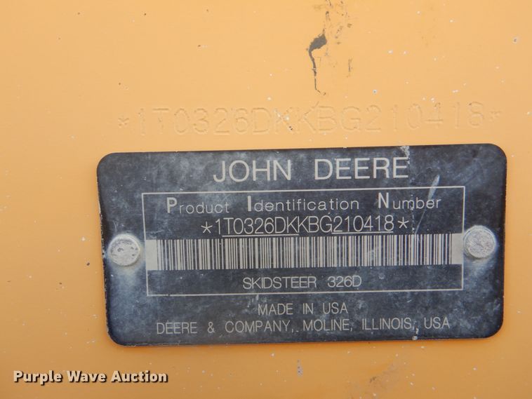 image for item DI2346 2011 John Deere 326D skid steer