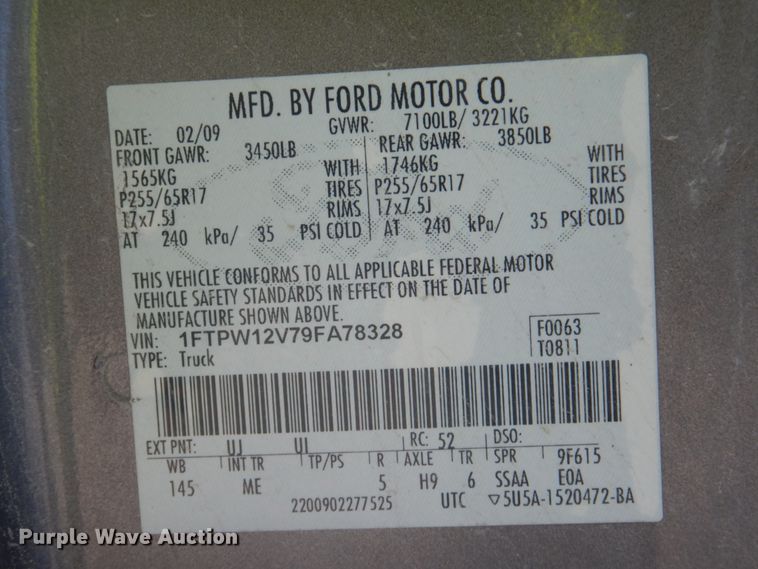 image for item DI2347 2009 Ford F150 XLT SuperCrew pickup truck