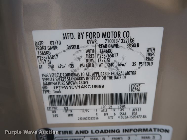 image for item GE9005 2010 Ford F150 XLT SuperCrew pickup truck