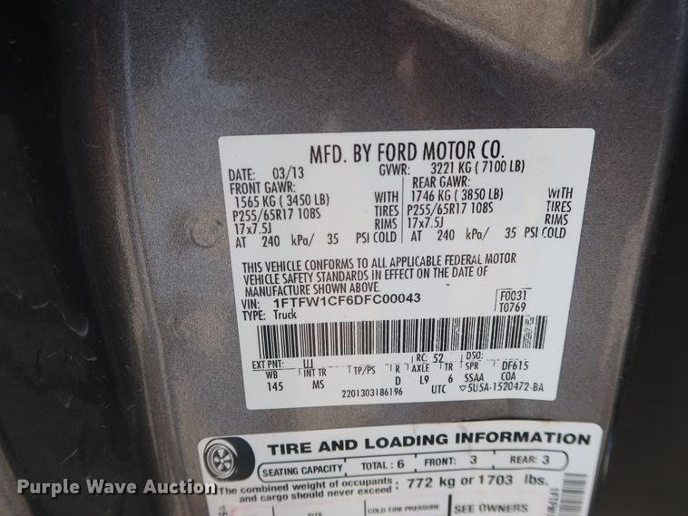 image for item GE9006 2013 Ford F150 XLT SuperCrew pickup truck