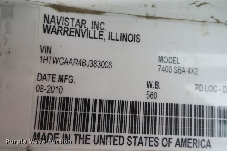 image for item DB10152 2011 International WorkStar 7400 refuse truck