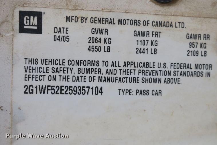 image for item DB10154 2005 Chevrolet Impala