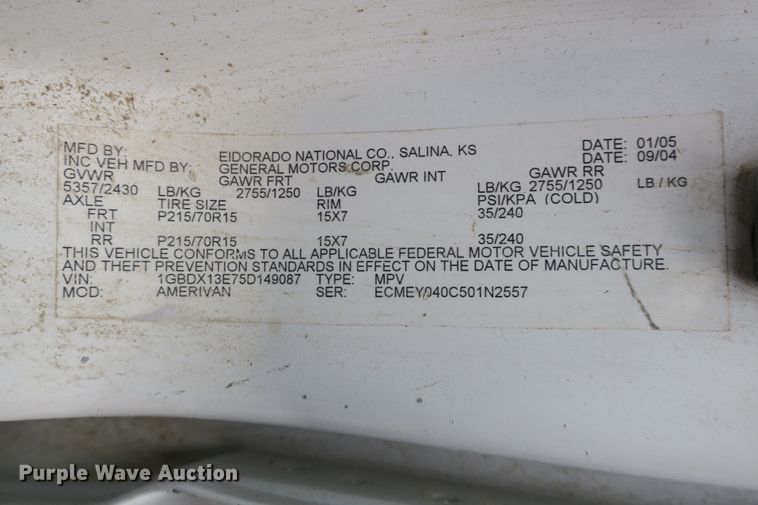 image for item DB10156 2005 Chevrolet Venture Amerivan handicap accessible van