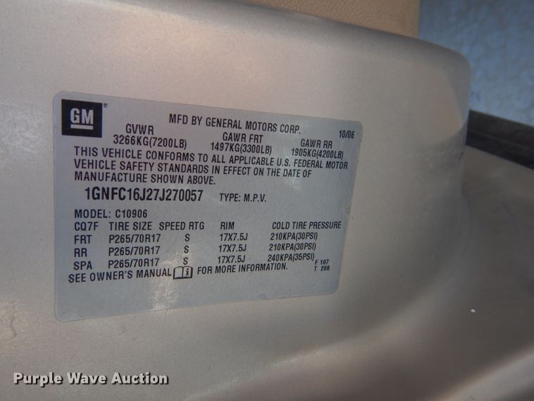 image for item DD4533 2007 Chevrolet Suburban 1500 LS SUV