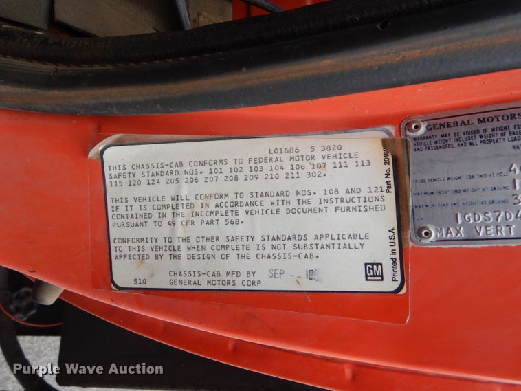 image for item DD4559 1988 GMC TopKick 7000 dump truck