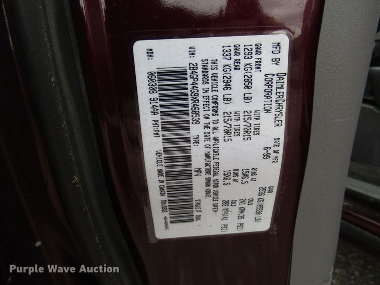 image for item DG6600 1999 Dodge Grand Caravan van