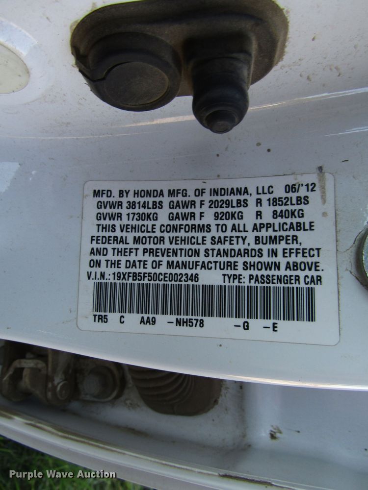 image for item DG6616 2012 Honda Civic