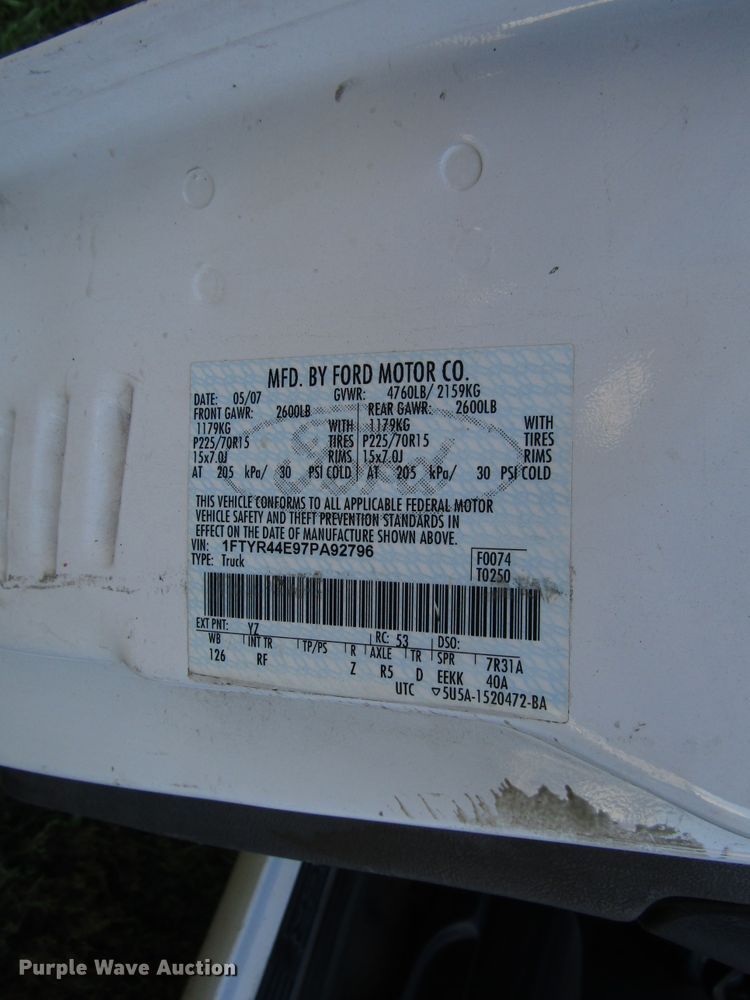 image for item DG6617 2007 Ford Ranger SuperCab pickup truck