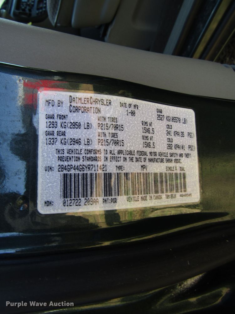 image for item DG6628 2000 Dodge Grand Caravan van