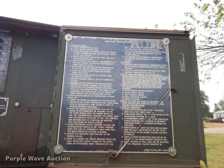 image for item DH3611 1986 Military MEP004A generator