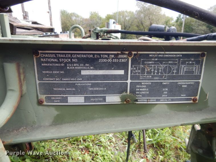 image for item DH3611 1986 Military MEP004A generator
