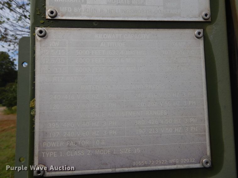 image for item DH3611 1986 Military MEP004A generator