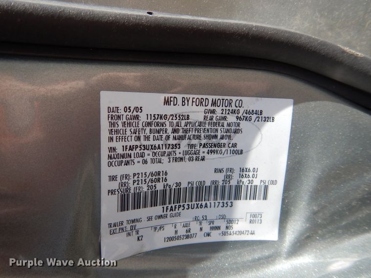 image for item DI2621 2006 Ford Taurus