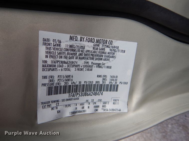 image for item DI2628 2006 Ford Taurus