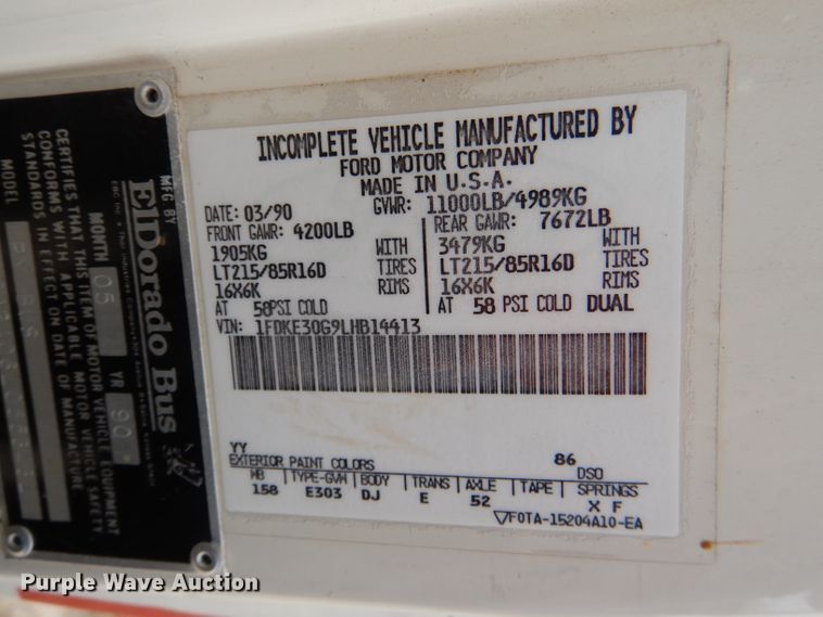 image for item DI2672 1990 Ford Econoline E350 Aerotech shuttle bus