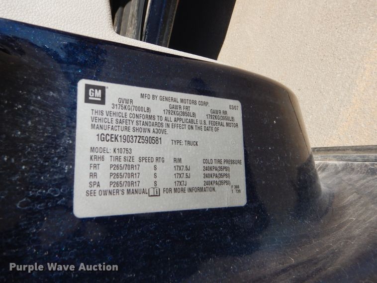 image for item FJ9823 2007 Chevrolet Silverado 1500 Ext. Cab pickup truck