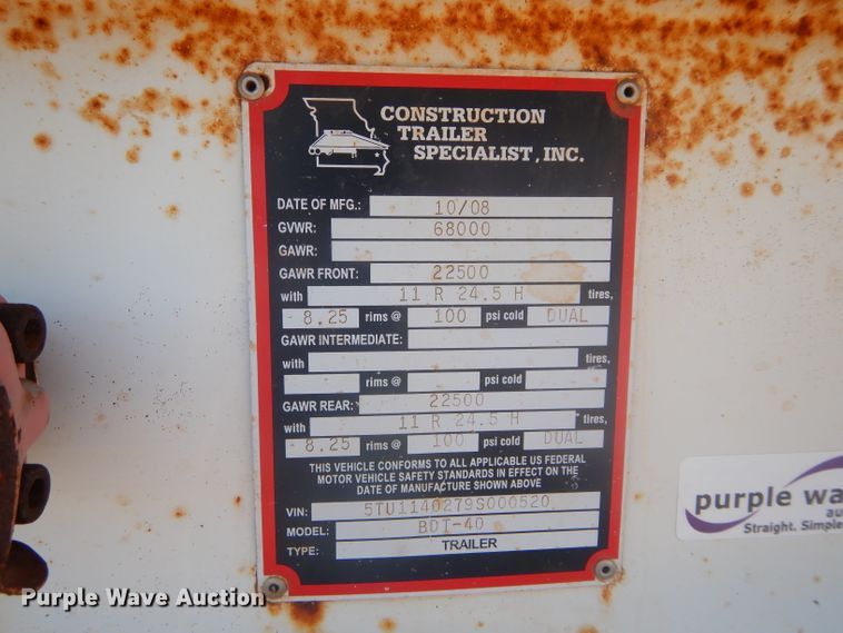 image for item FK9862 2009 CTS BDT-40 bottom dump trailer