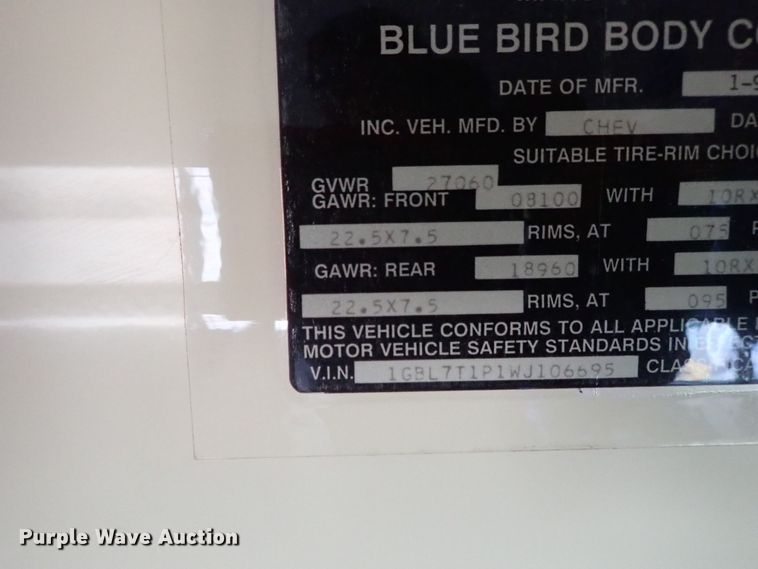image for item FR9484 1998 Chevrolet Blue Bird school bus