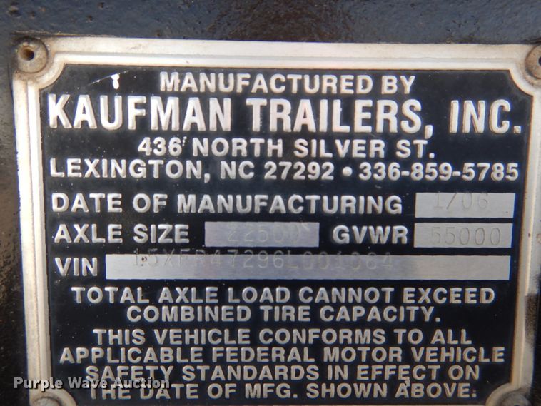 image for item DH2193 2006 Kaufman drop deck equipment trailer