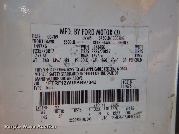 image for item DH2107 2009 Ford F150 pickup truck