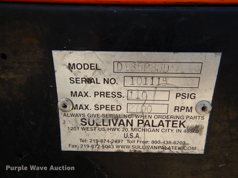 image for item DH2117 Sullivan Palatek D185P3JD air compressor