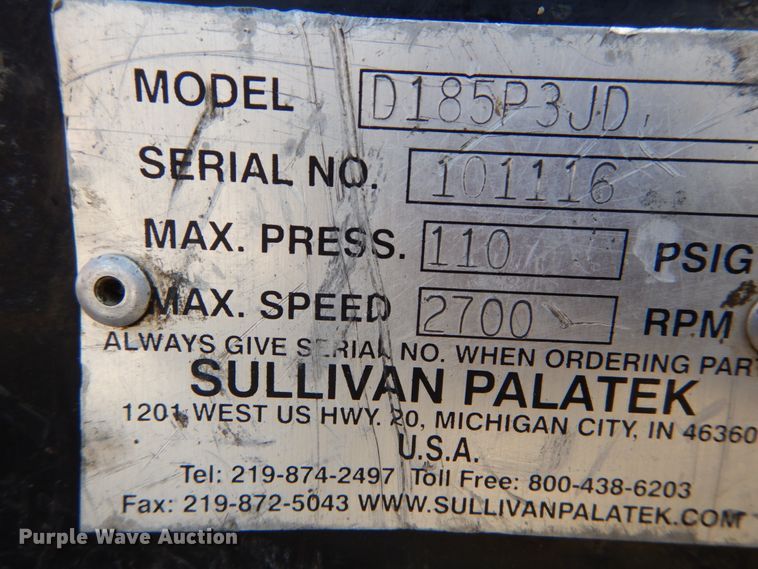 image for item DH2118 Sullivan Palatek D185P3JD air compressor
