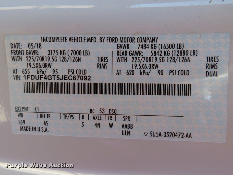 image for item DH2123 2018 Ford F450 Super Duty XL flatbed truck