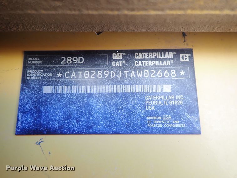 image for item DB7584 2015 Caterpillar 289D skid steer