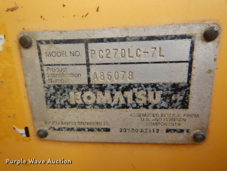 image for item DH6248 2003 Komatsu PC270LC-7L excavator