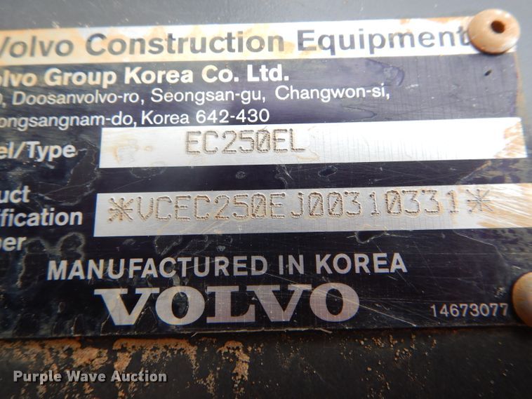 image for item DH6749 2017 Volvo EC250EL excavator