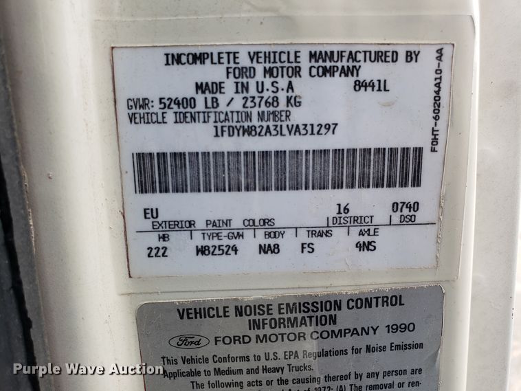 image for item ET9935 1990 Ford L8000 crane truck