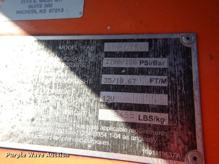 image for item GJ9903 2015 JLG T350 boom lift