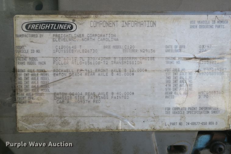 image for item DB10134 1997 Freightliner Century Class semi truck