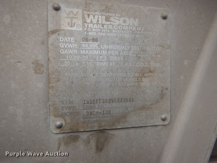 image for item DG5848 1996 Wilson DWCH100 double hopper bottom conversion grain trailer