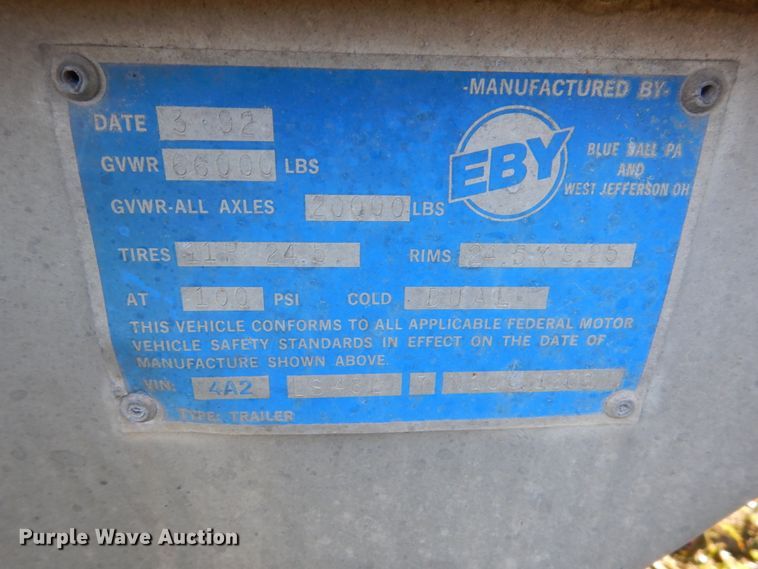 image for item EC9049 1992 Eby livestock trailer