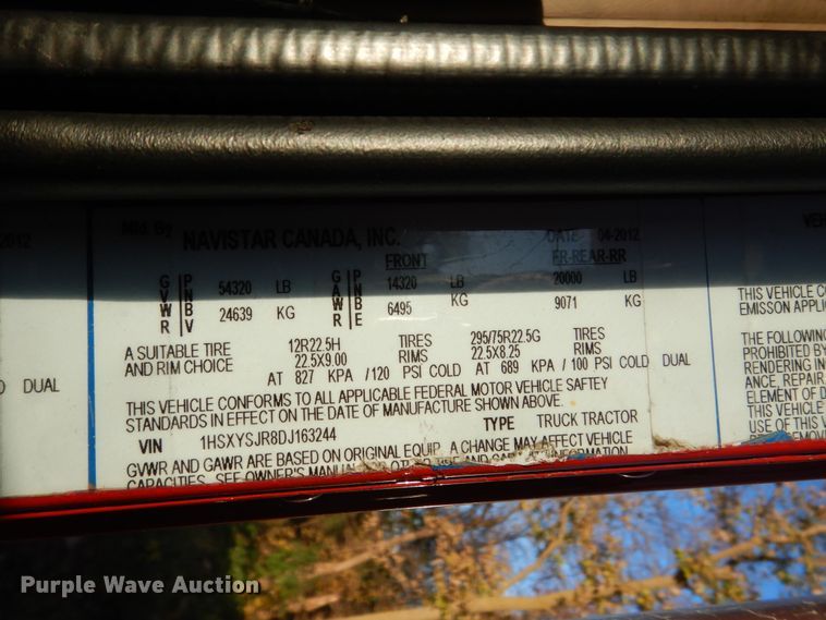 image for item EC9052 2013 International Paystar 5900i semi truck