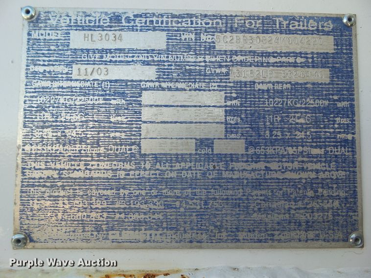 image for item EM9231 2004 Clement HL3034 end dump trailer