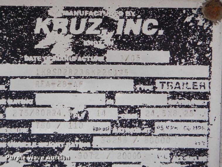 image for item FC9982 2006 Kruz Ravens end dump trailer