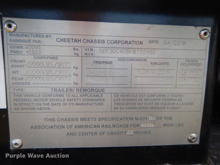 image for item GJ9870 2019 Cheetah container trailer