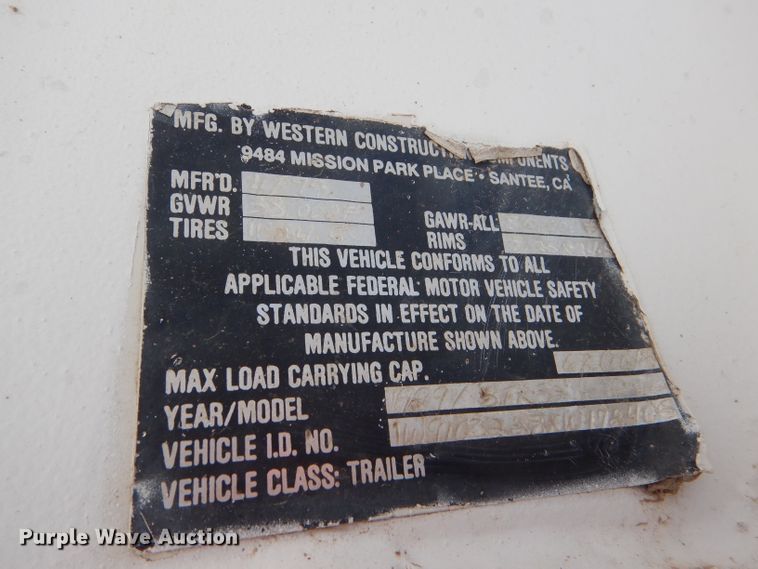 image for item DG0287 1999 Western Construction STR32 end dump trailer