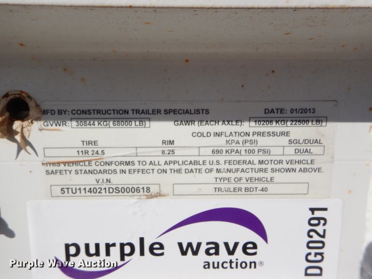 image for item DG0291 2013 CTS BDT-40 bottom dump trailer