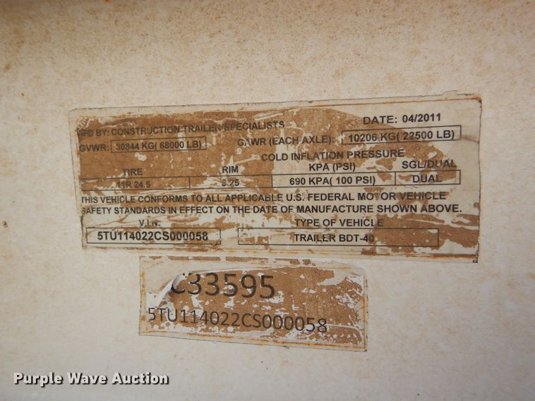 image for item DG0292 2012 CTS BDT-40 bottom dump trailer