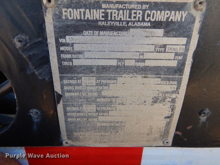 image for item DG0295 2000 Fontaine HRGTT-7-50NGBAW lowboy equipment trailer