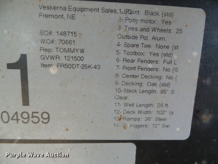 image for item DG0304 2014 Kaufman FR50DT-25K-43 lowboy equipment trailer