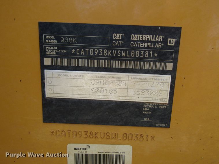 image for item DG6580 2012 Caterpillar 938K wheel loader