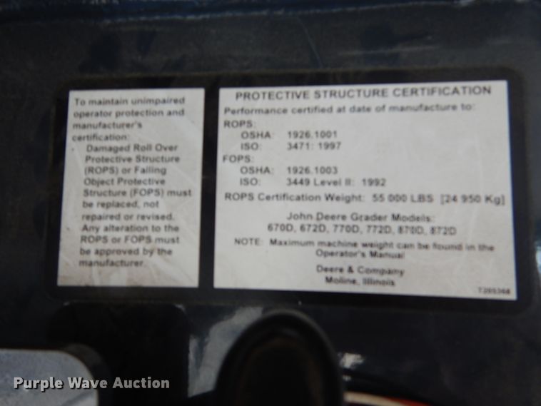 image for item DC4521 2007 John Deere 772D motor grader