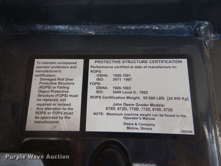 image for item DC4527 2007 John Deere 772D motor grader