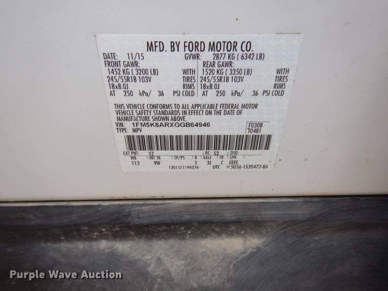 image for item DE4130 2016 Ford Explorer Police Interceptor SUV